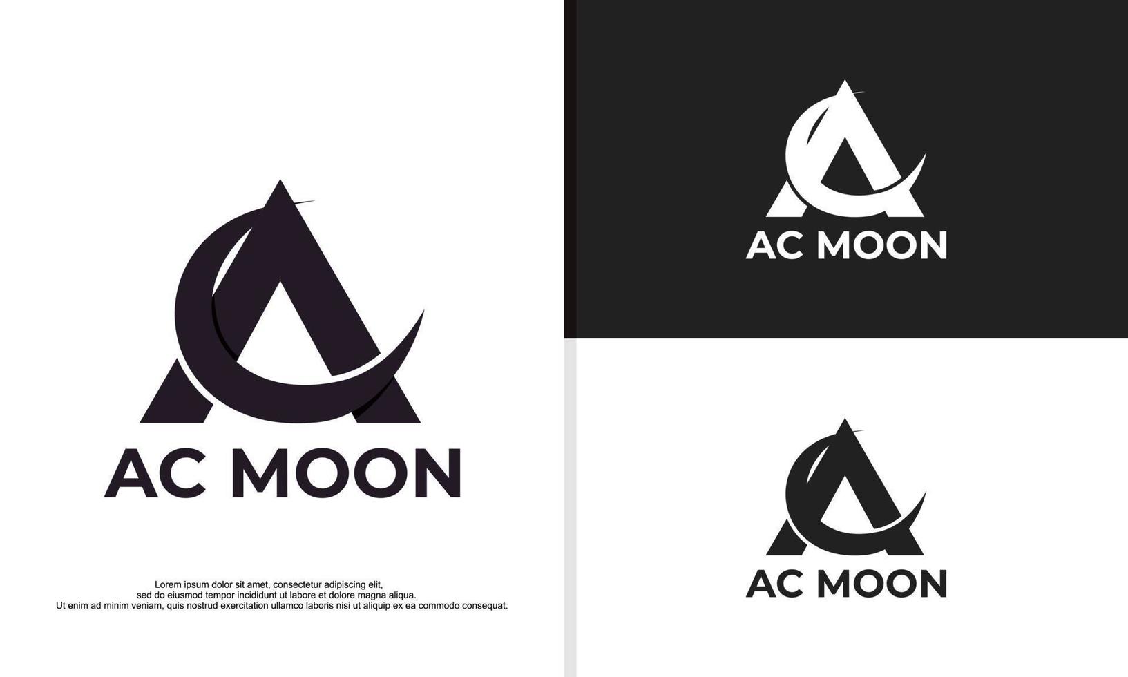 letter A combine with moon logo design illustration vector