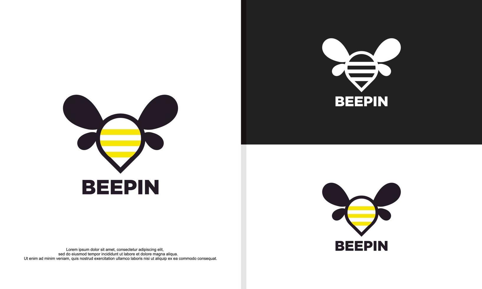 logo illustration vector graphic of bee combined with point symbol. suitable for honey bee company, etc.