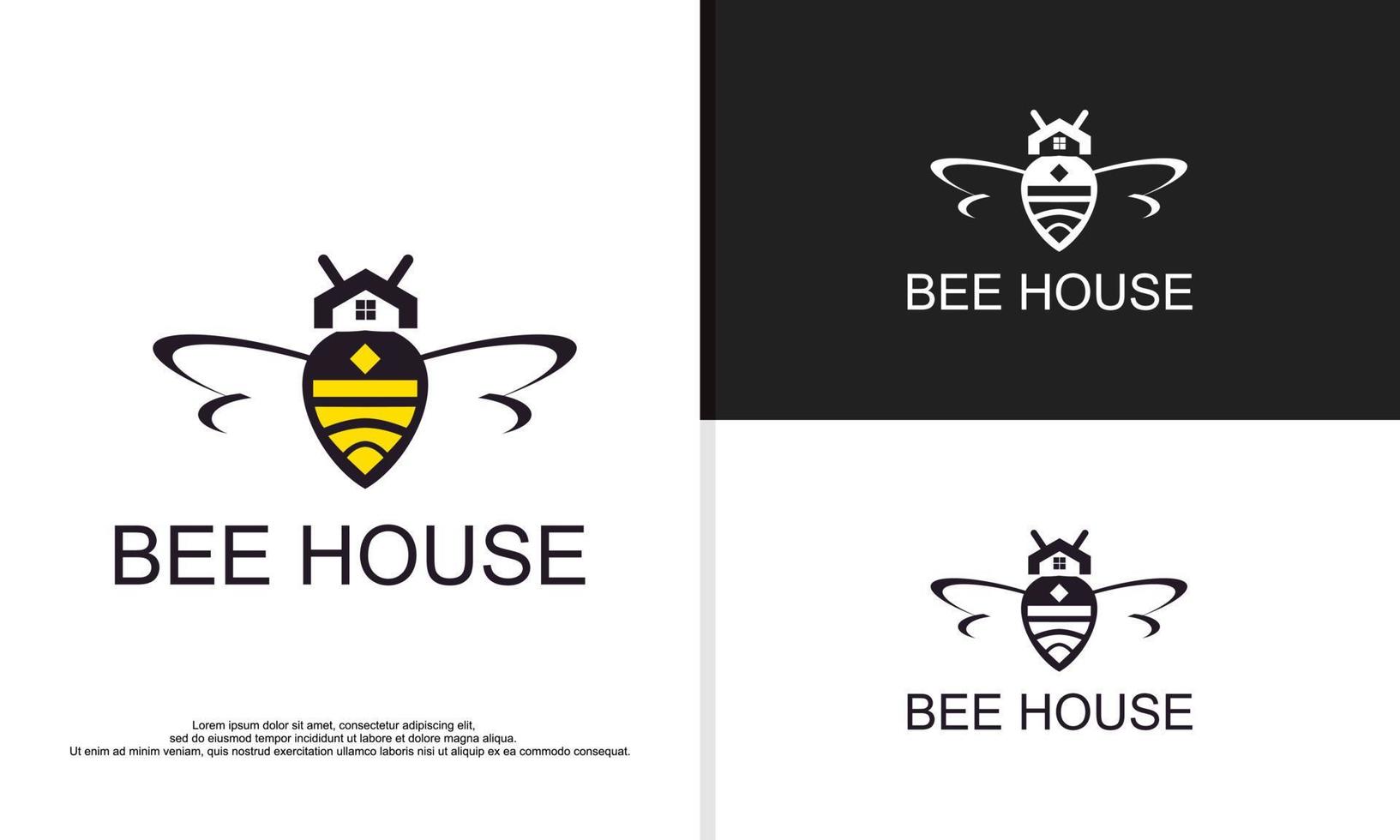 gráfico vectorial de ilustración de logotipo de abeja combinado con casa. Apto para empresa inmobiliaria, etc. vector