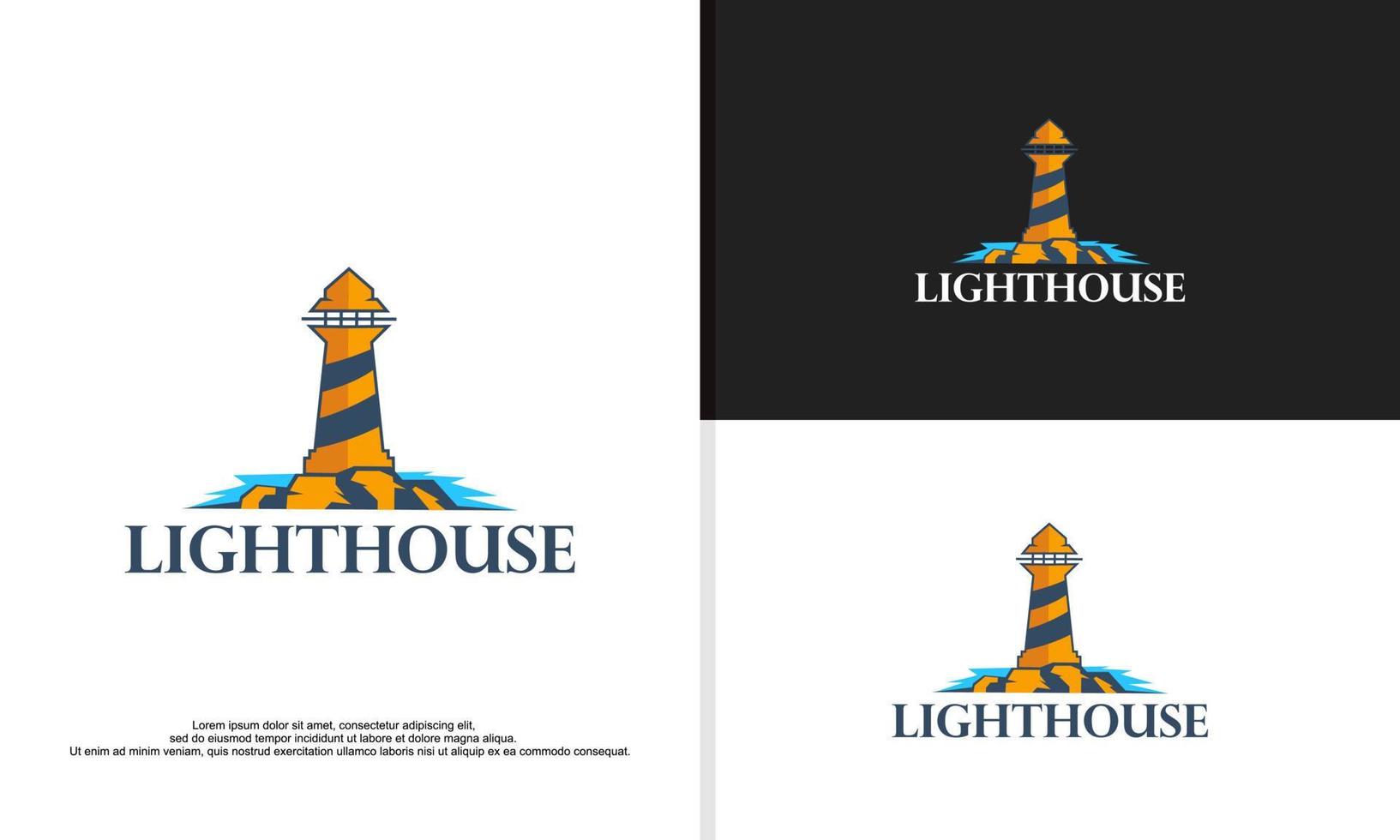 Lighthouse, Beacon logo icon. Vector Illustration. Modern linear simple logotype template. Lighthouses and ocean waves.