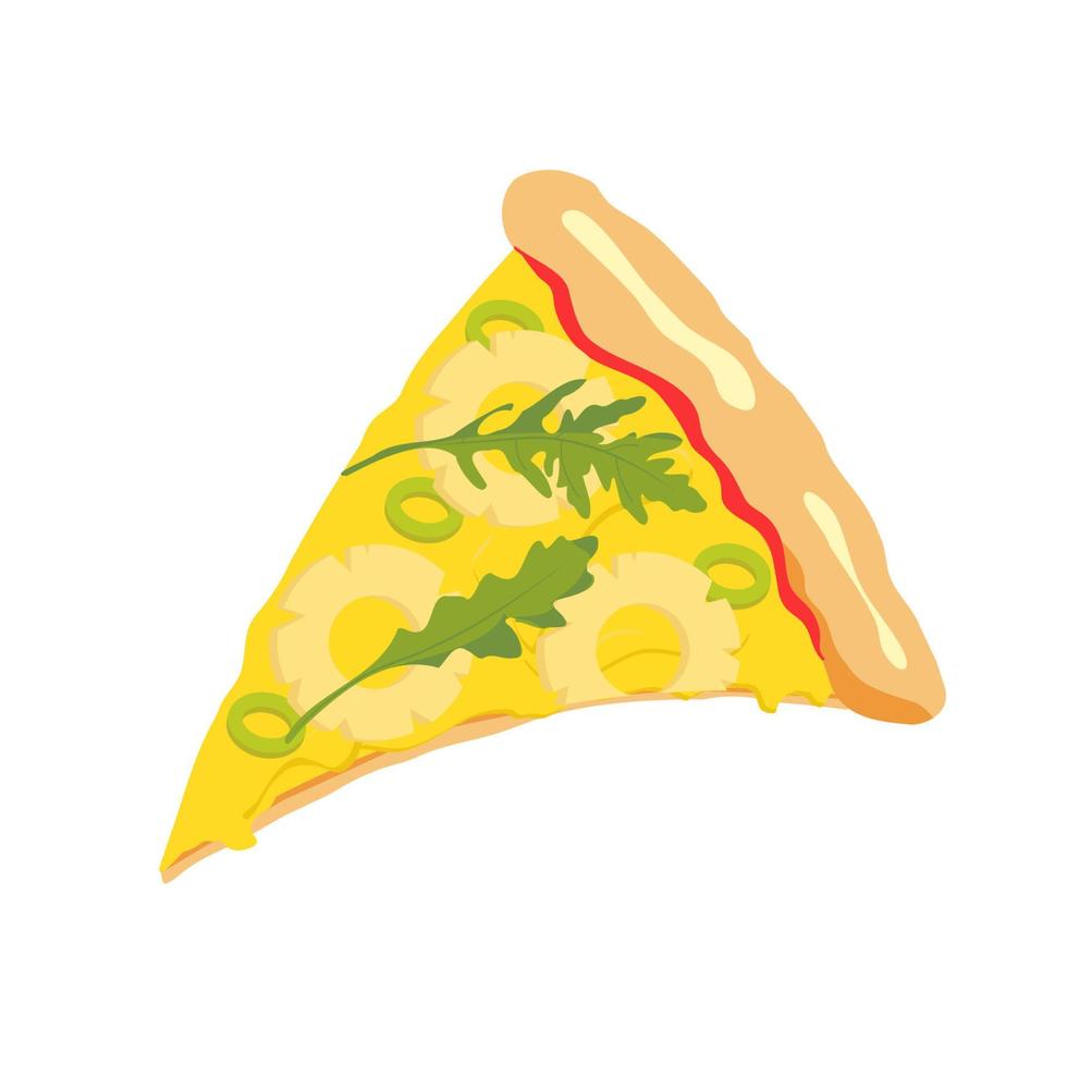 deliciosa pizza con piña. pizza hawaiana. ilustración vectorial aislada. vector