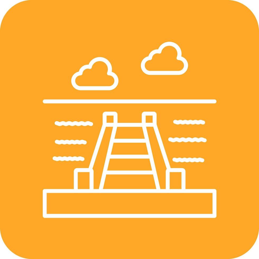 Dock Landscape Line Round Corner Background Icons vector