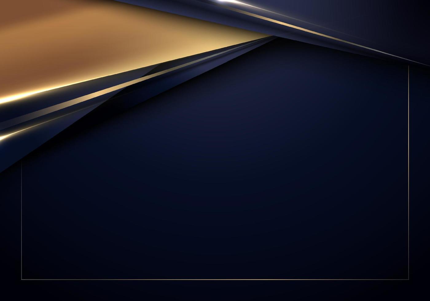 Abstract template banner web design luxury style blue and golden metallic stripes vector