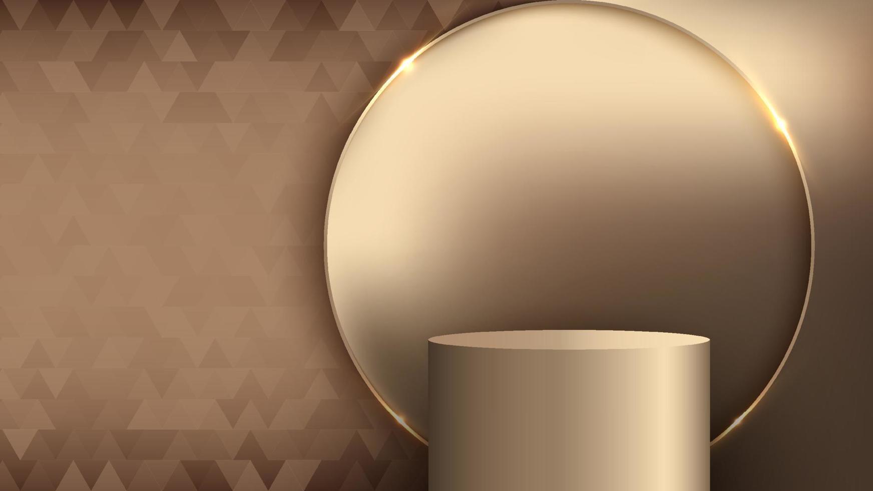 Marco de círculo dorado de estilo de lujo de exhibición de producto de podio de oro 3d vector