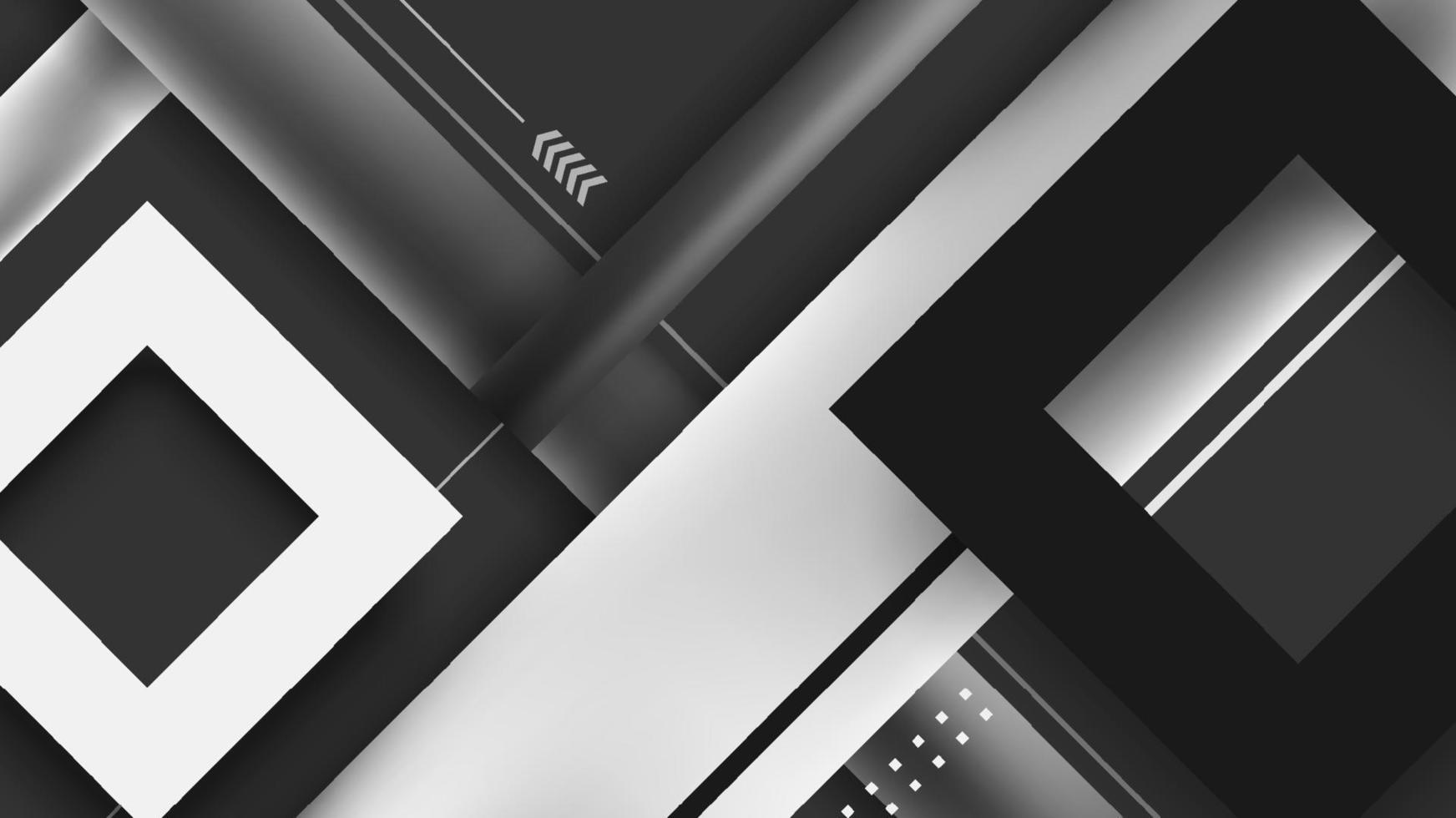 Abstract banner web white, gray and black color squares border and stripes lines geometric elements background vector