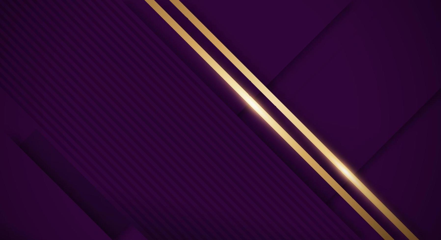 Abstract Dark Purple Background with Golden Lines Luxury Strings. Geometric Backdrop with Textured Paper Layers for Business Presentation Template vector