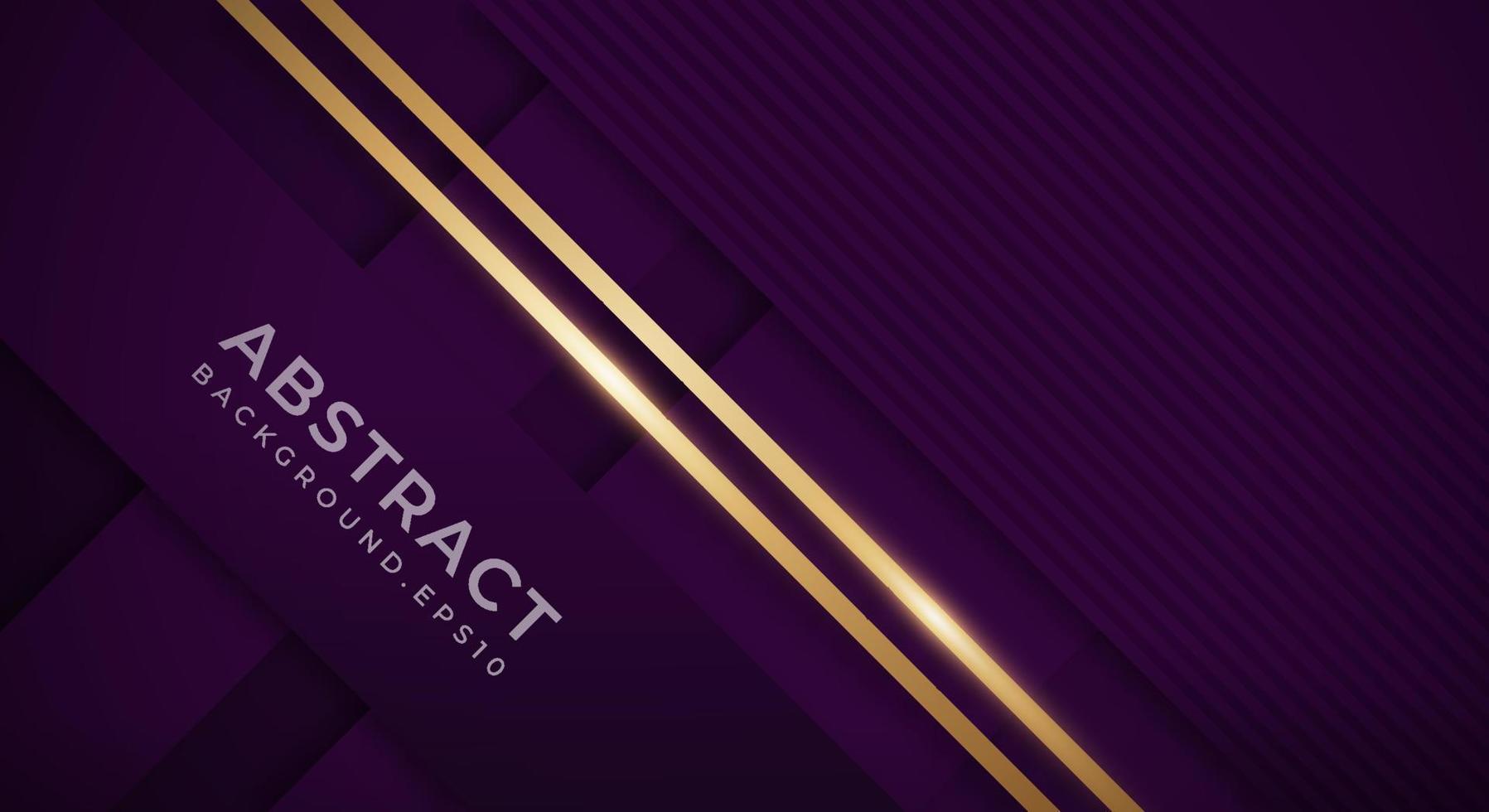 Abstract Dark Purple Background with Golden Lines Luxury Strings. Geometric Backdrop with Textured Paper Layers for Business Presentation Template vector