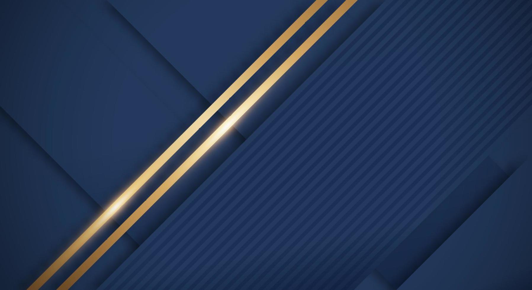 Abstract Dark Blue Background with Golden Lines Luxury Strings. Geometric Backdrop with Textured Paper Layers for Business Presentation Template vector