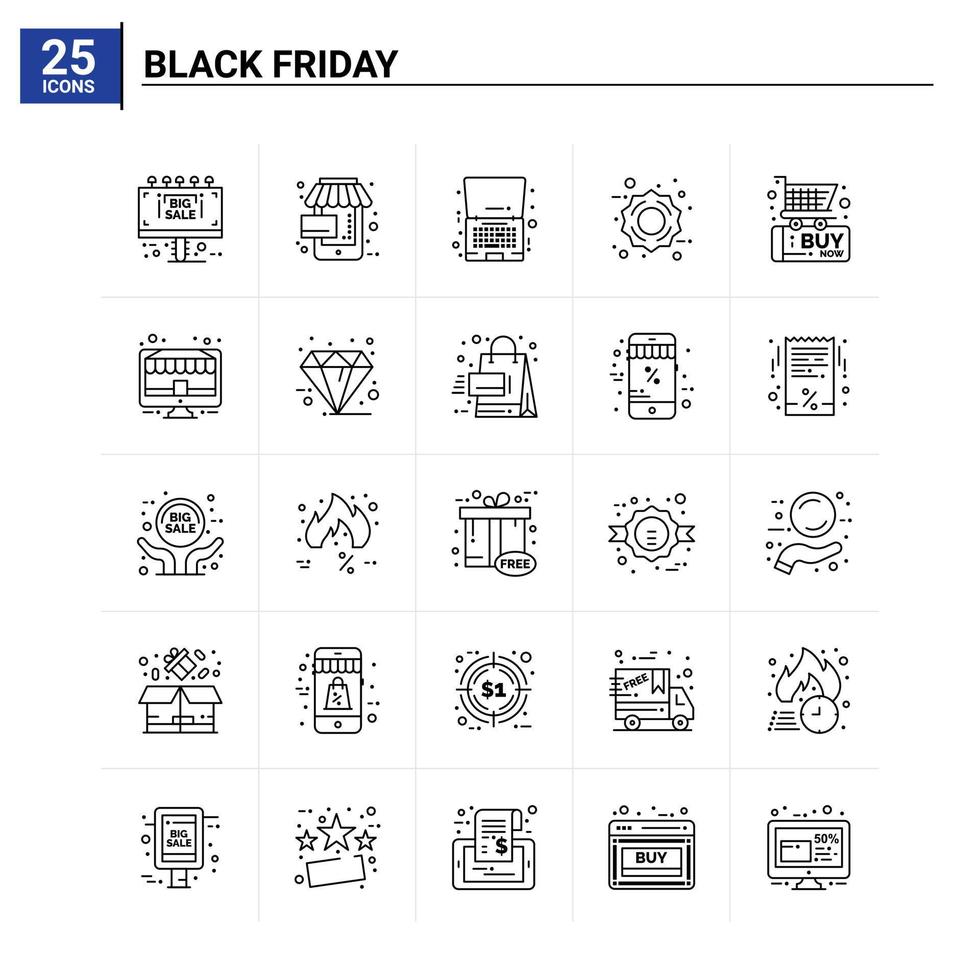 25 Black Friday icon set vector background