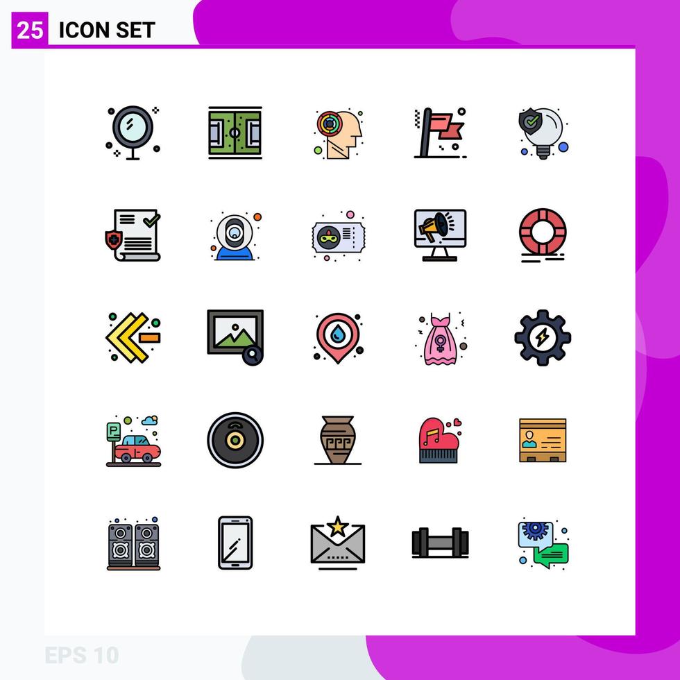 Set of 25 Modern UI Icons Symbols Signs for idea flag soccer business brain Editable Vector Design Elements