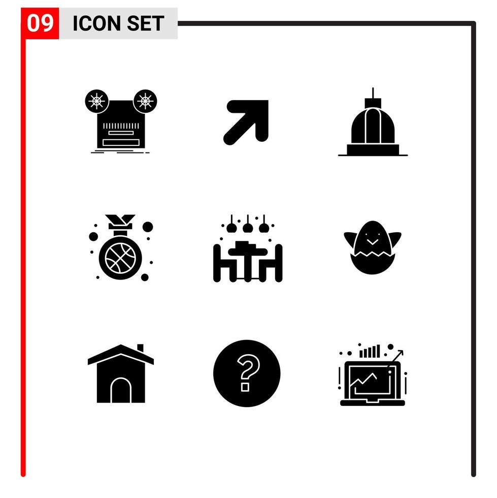 Universal Icon Symbols Group of 9 Modern Solid Glyphs of home winner architecture medal greek Editable Vector Design Elements