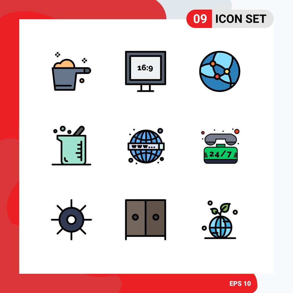 Stock Vector Icon Pack of 9 Line Signs and Symbols for www web network seo biology Editable Vector Design Elements