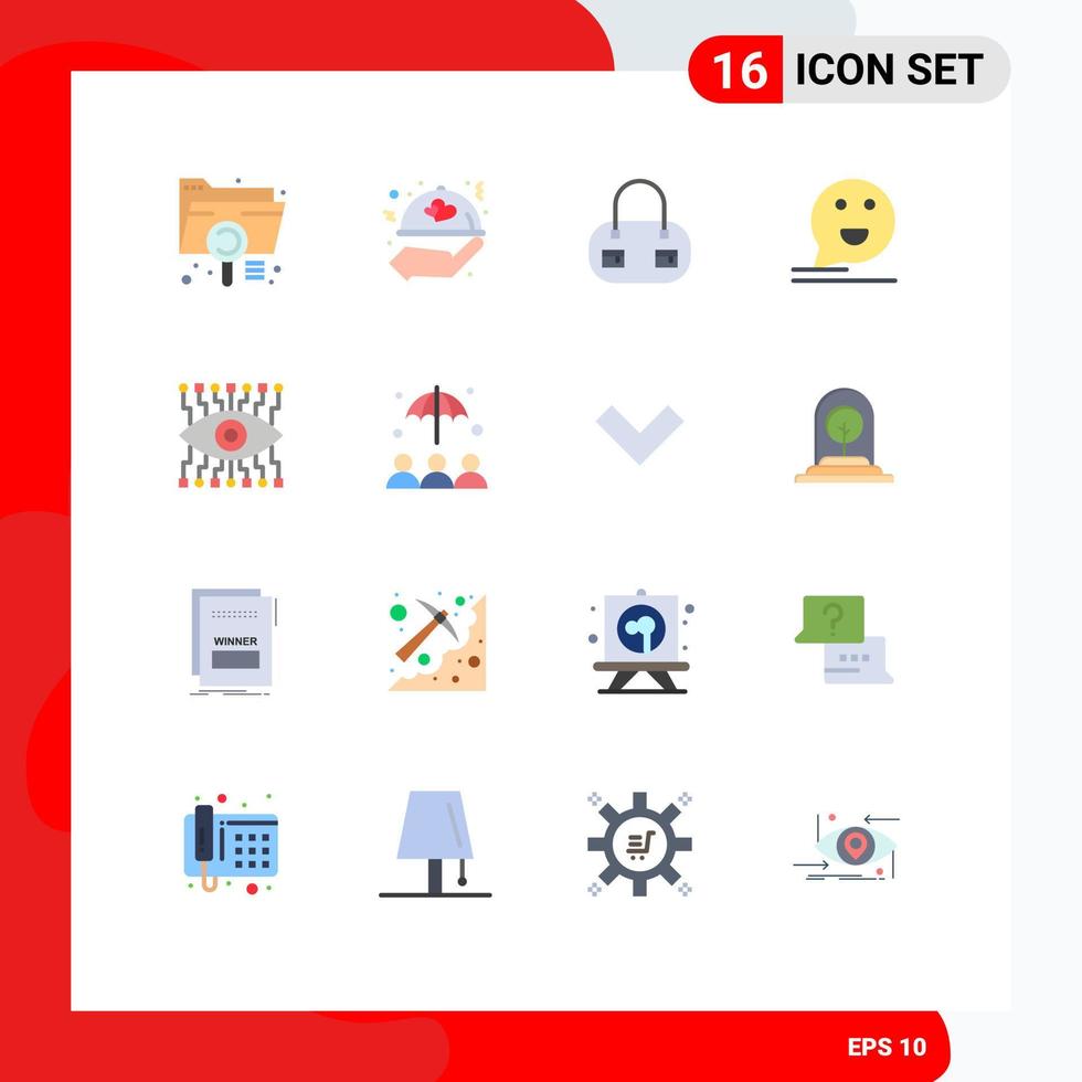 Set of 16 Modern UI Icons Symbols Signs for watch mail wedding happy chat Editable Pack of Creative Vector Design Elements