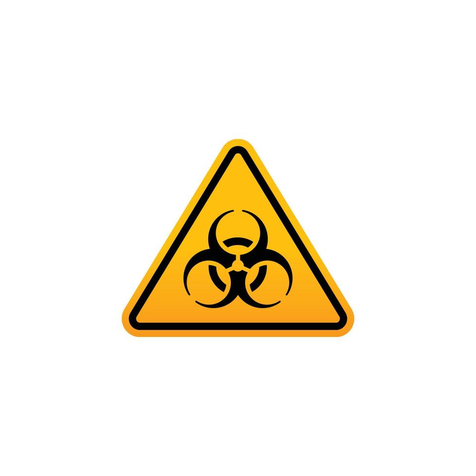 Caution biohazard symbol vector. Yellow triangle vector