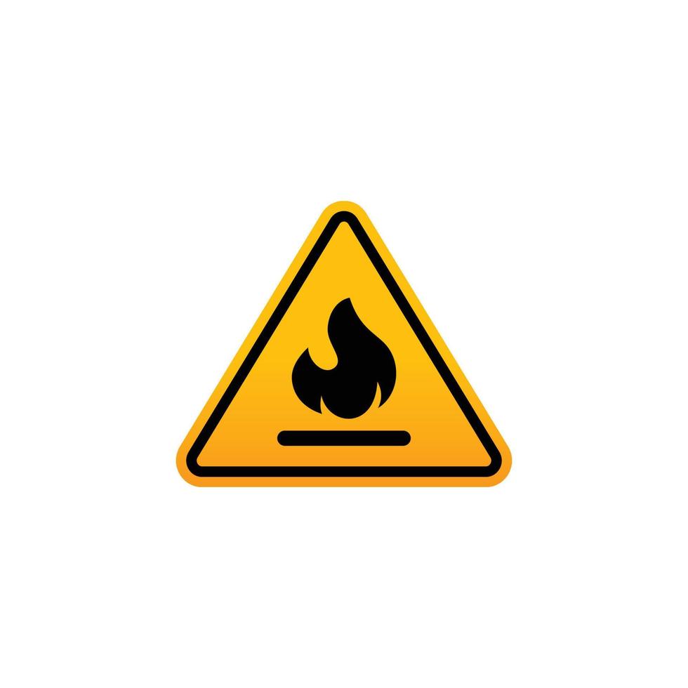 Caution flammable symbol vector. Yellow triangle vector