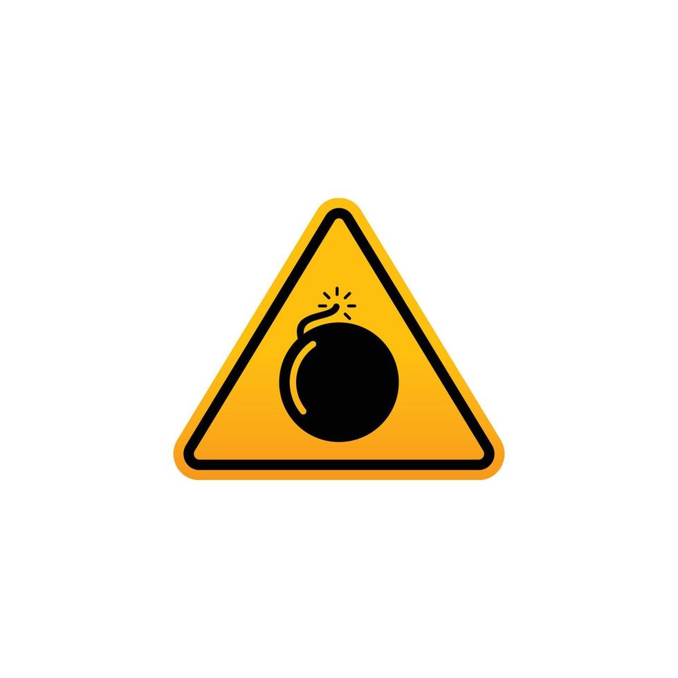Caution explosive symbol vector. Yellow triangle vector