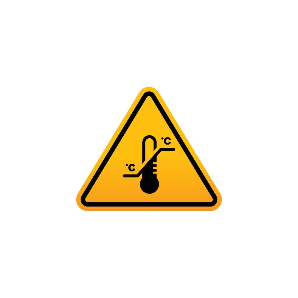 Caution high temperature symbol vector. Yellow triangle vector