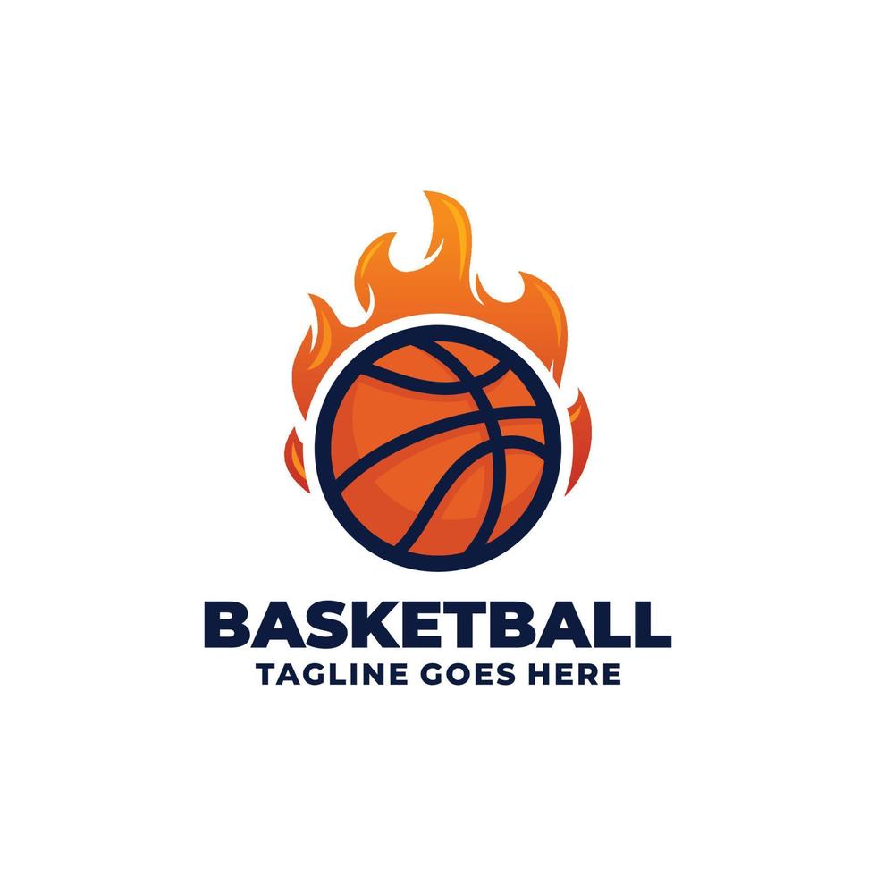 Ilustración de vector de diseño de logotipo de equipo de baloncesto