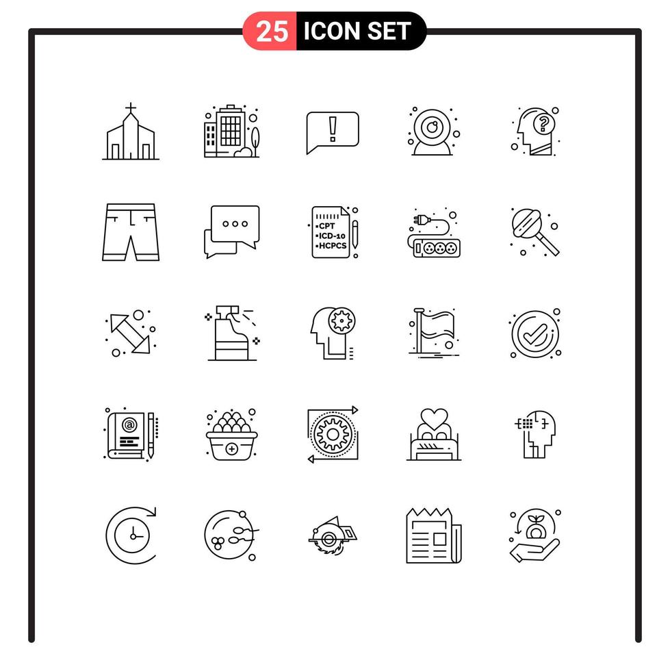 paquete de iconos vectoriales de stock de 25 signos y símbolos de línea para elementos de diseño vectorial editables de cámara web de chat de respuesta principal vector
