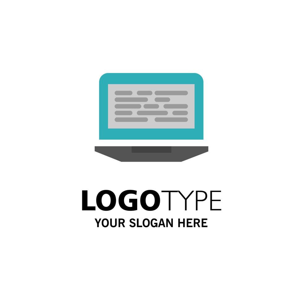 Laptop Coding Code Screen Computer Business Logo Template Flat Color vector