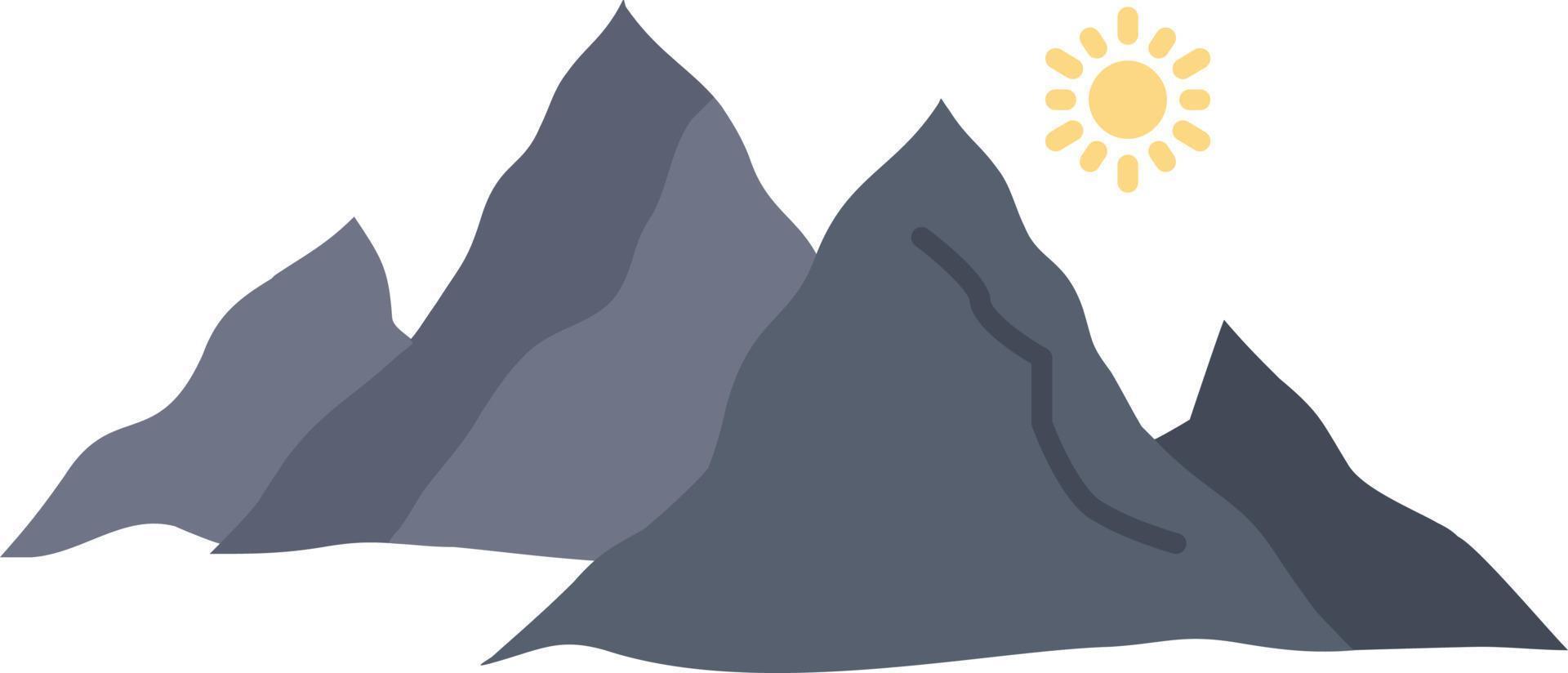 mountain landscape hill nature sun Flat Color Icon Vector