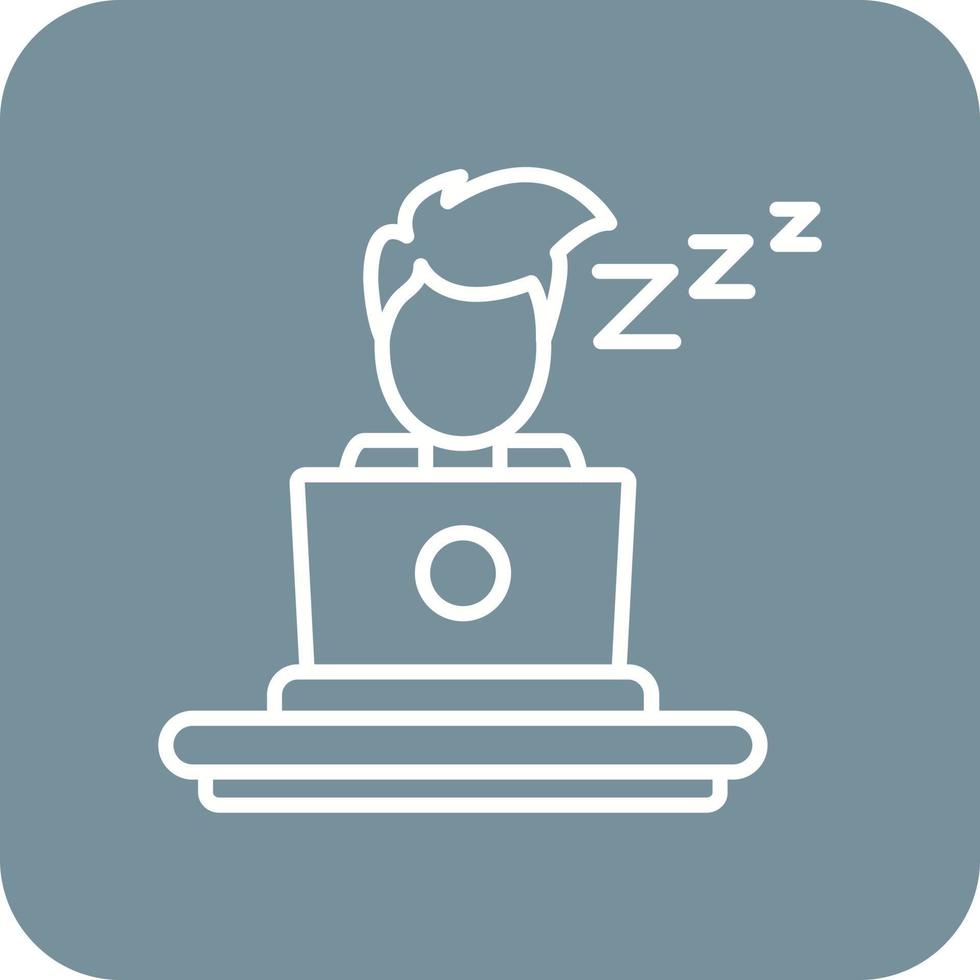 Sleepy Worker Line Round Corner Background Icons vector