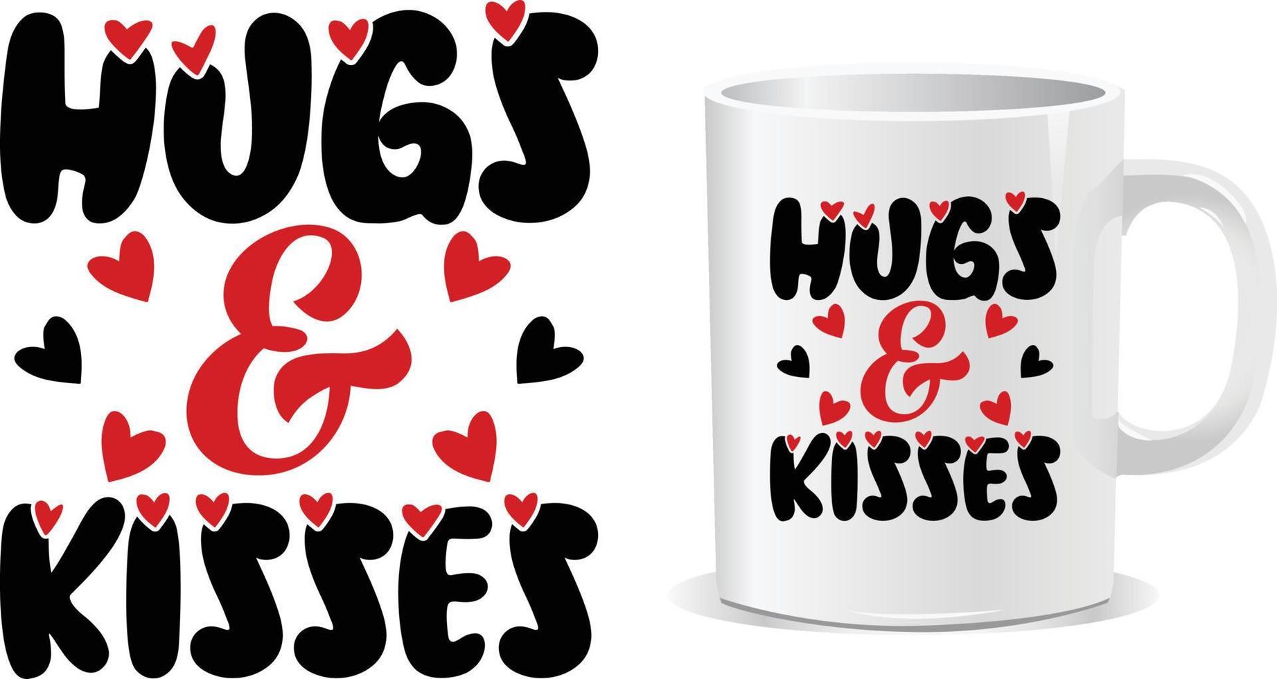 abrazos y besos vector de diseño de taza de día de san valentín