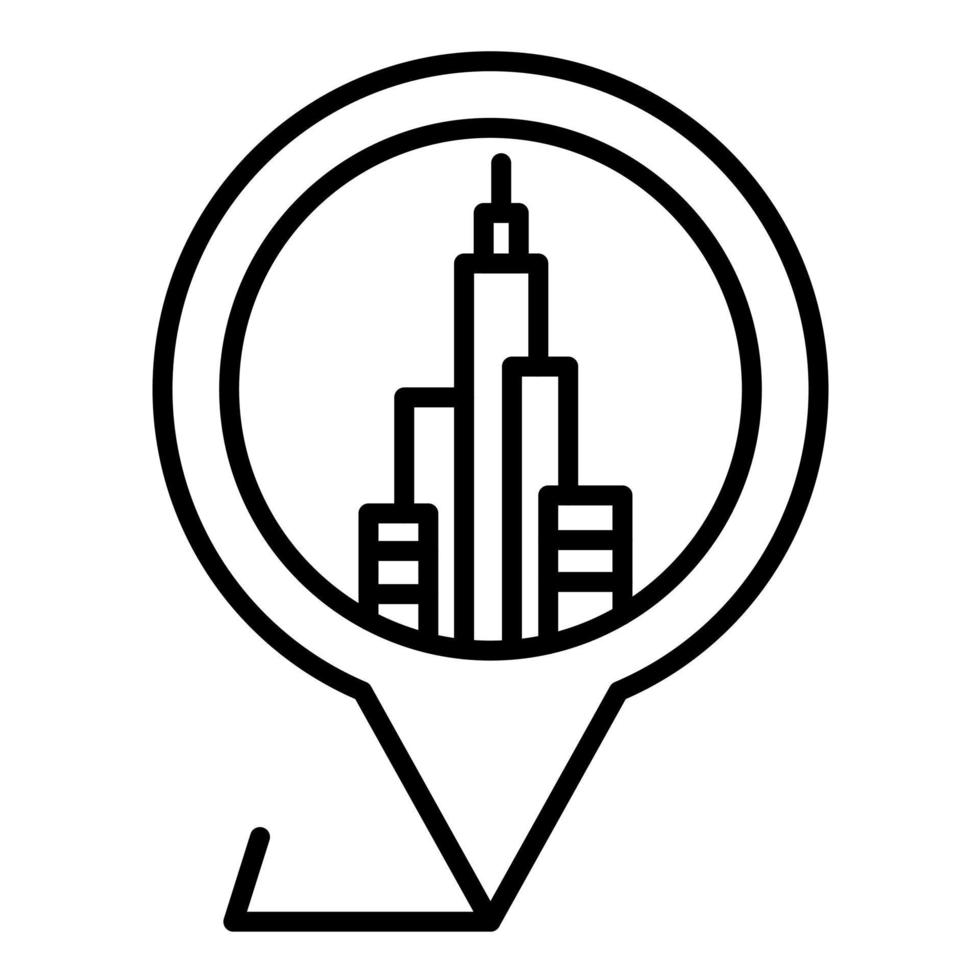 icono de línea de ubicación de dubai vector