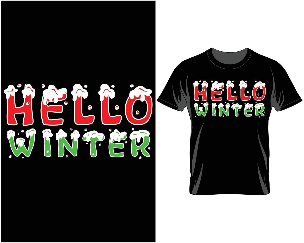 Hello winter Ugly Christmas T Shirt Design vector