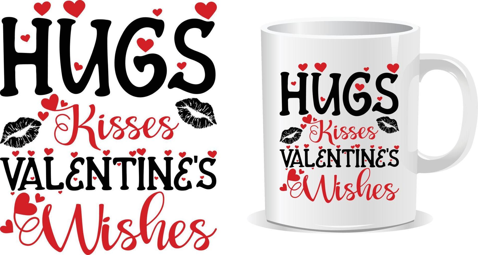 abrazos besos vector de diseño de taza de día de san valentín