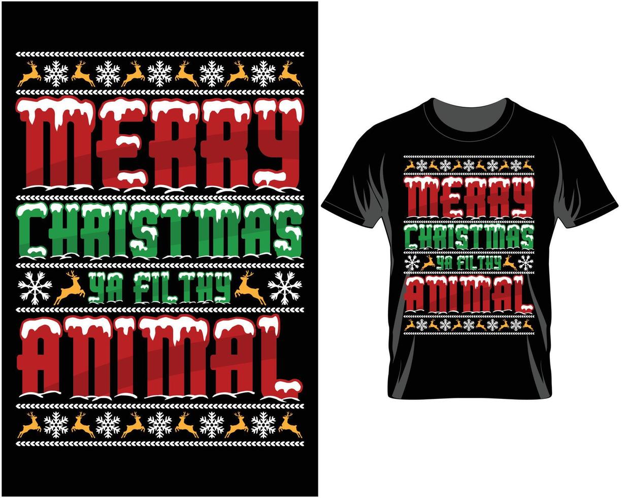 vector de diseño de camiseta de navidad fea feliz navidad