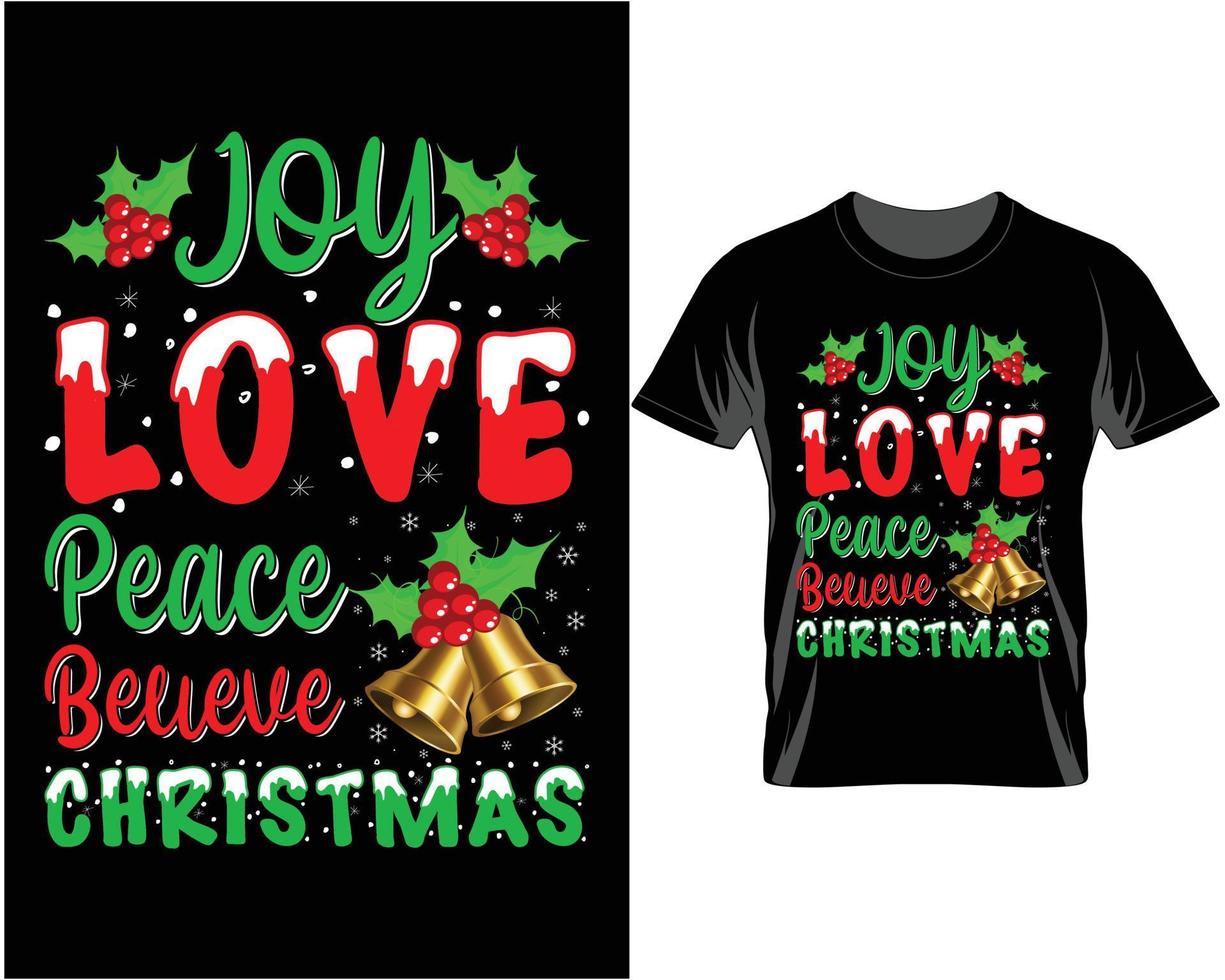 alegría amor paz feo navidad camiseta diseño vector