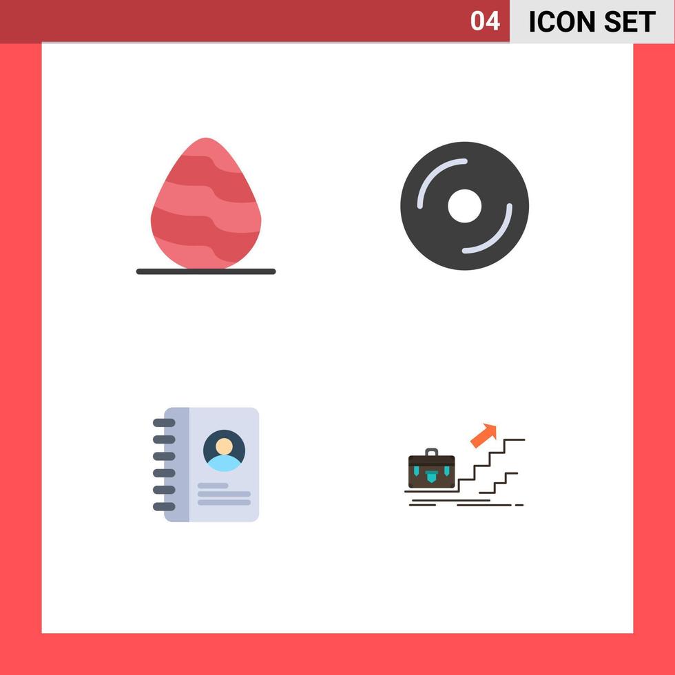 Set of 4 Vector Flat Icons on Grid for easter book spring dvd user Editable Vector Design Elements