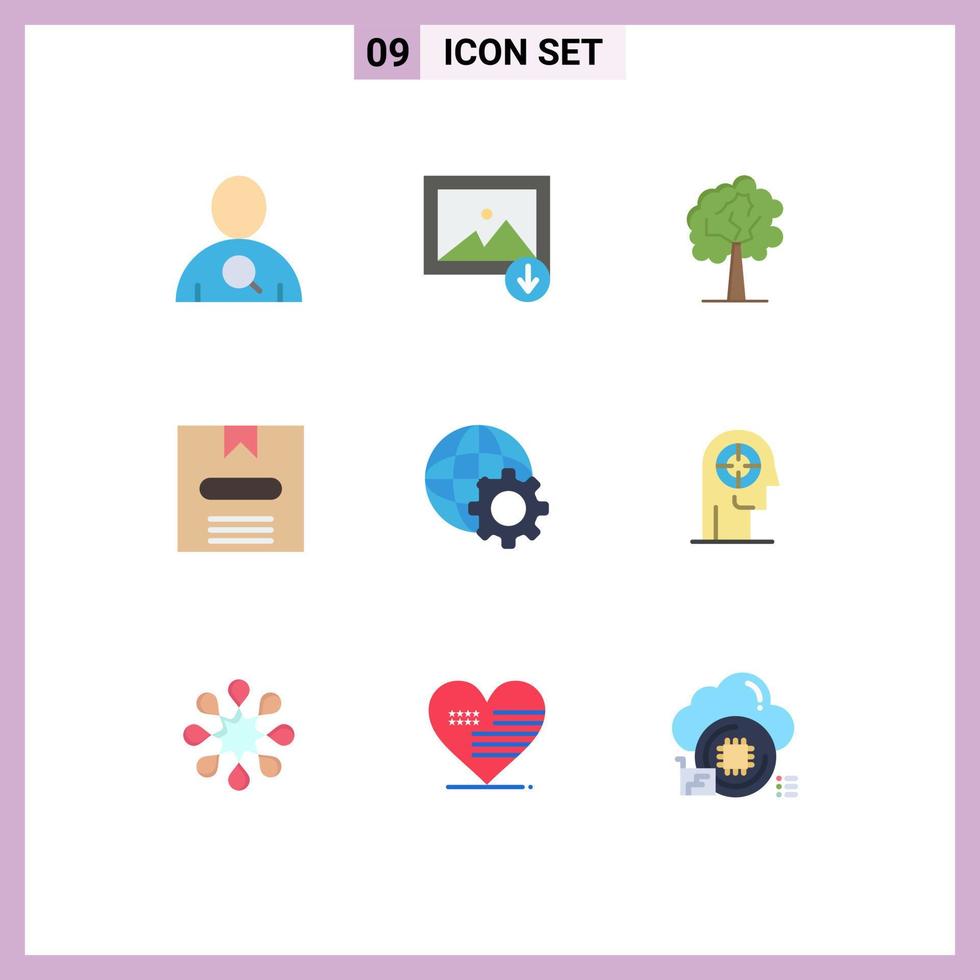 conjunto de 9 iconos de interfaz de usuario modernos símbolos signos para concentración mundo de crecimiento de Internet ocultar elementos de diseño vectorial editables vector