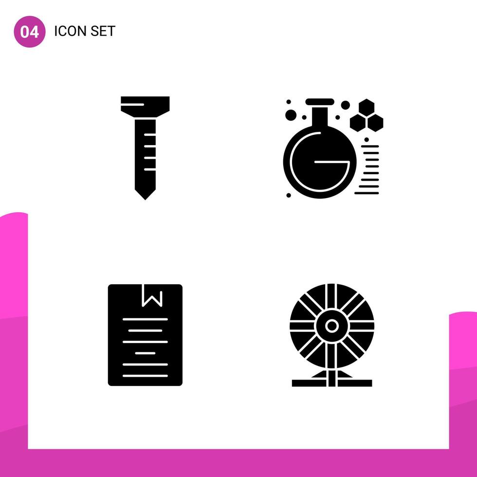 Glyph Icon set Pack of 4 Solid Icons isolated on White Background for responsive Website Design Print and Mobile Applications vector