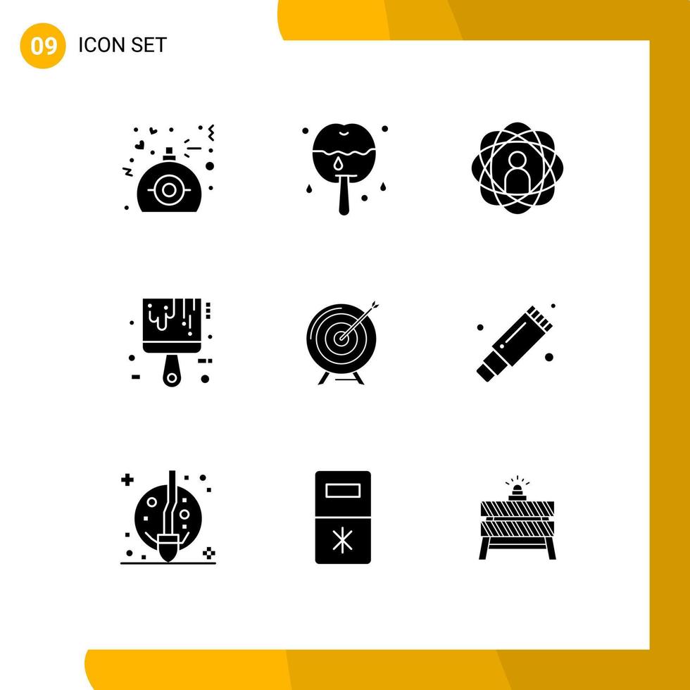 9 Creative Icons Modern Signs and Symbols of target tool abilities paint skills Editable Vector Design Elements