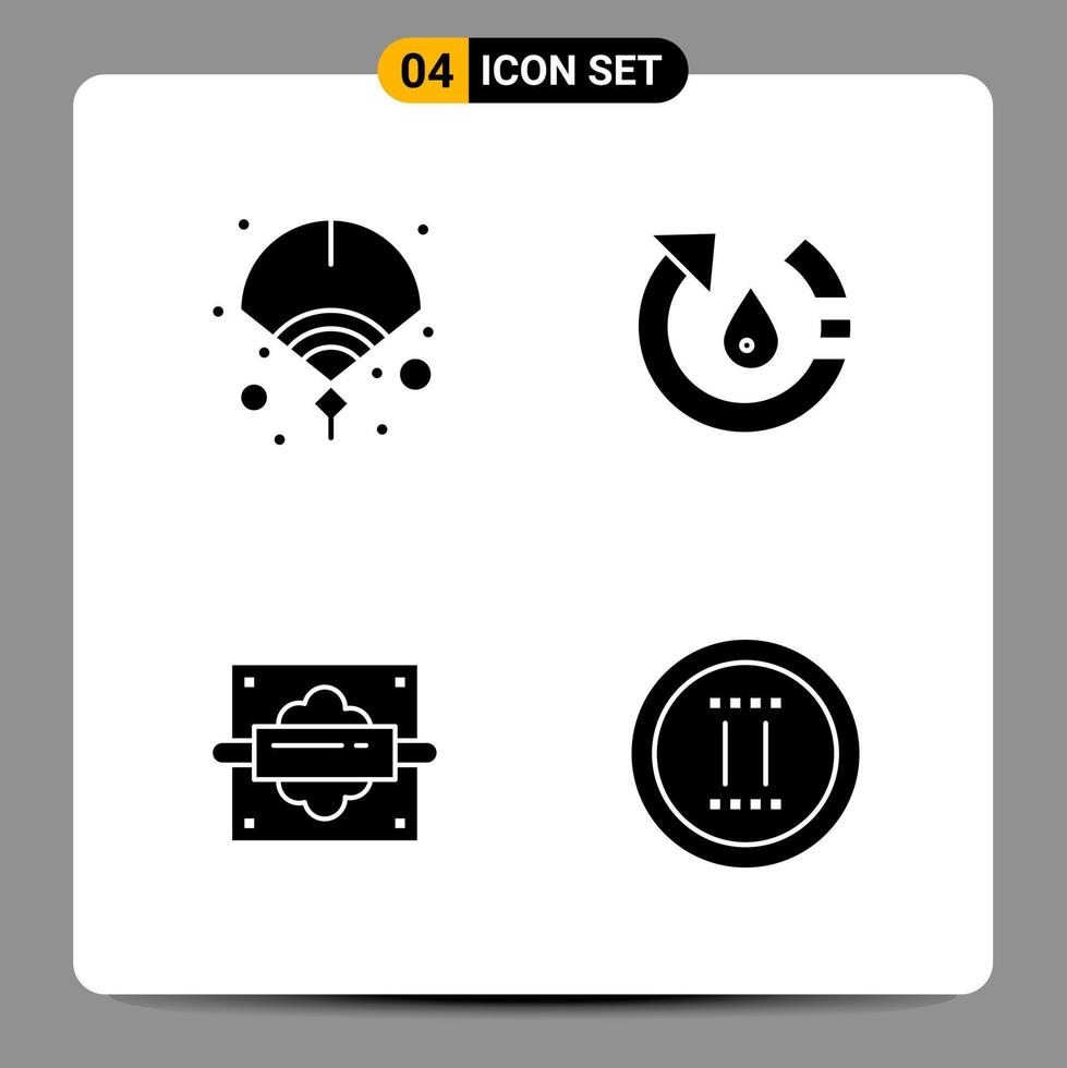 4 Black Icon Pack Glyph Symbols Signs for Responsive designs on white background 4 Icons Set vector