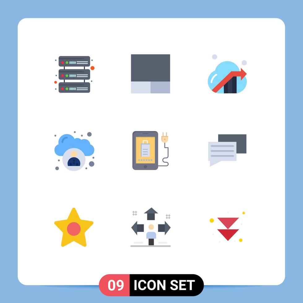 Set of 9 Vector Flat Colors on Grid for education plug seo full mobile Editable Vector Design Elements