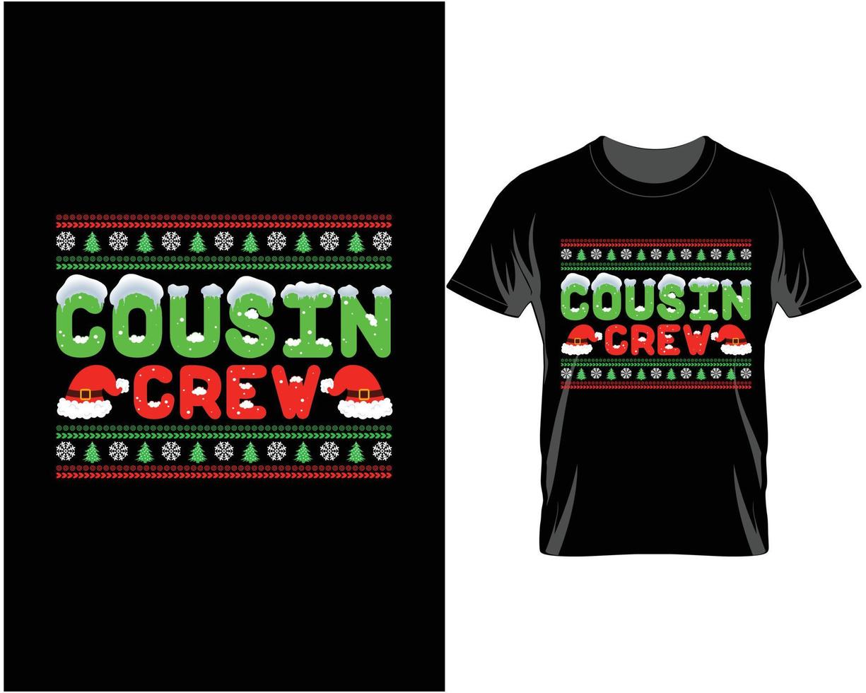 Cousin Crew Ugly Christmas T shirt Design vector