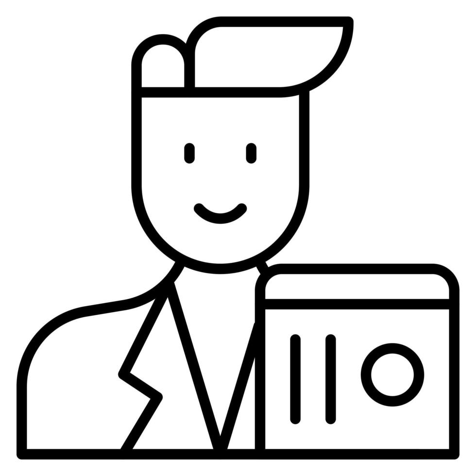 icono de línea masculina de científico de datos vector