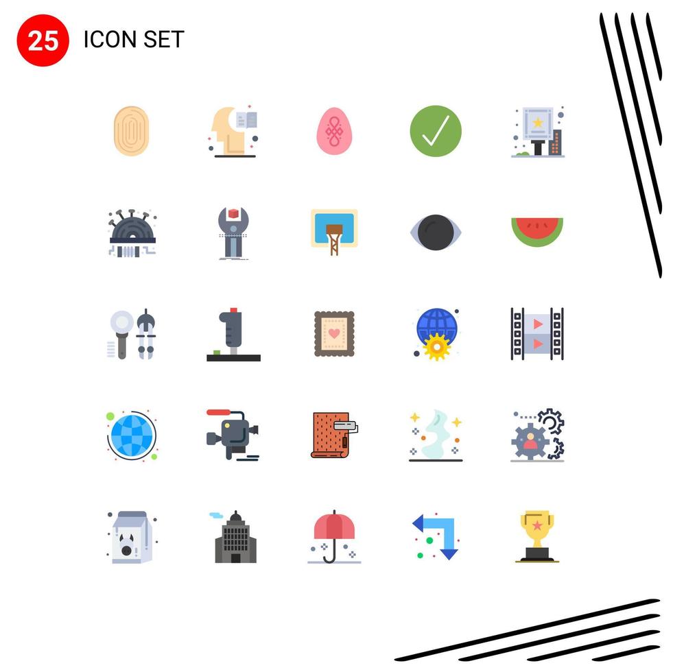 Pack of 25 creative Flat Colors of multimedia media hemisphere success easter Editable Vector Design Elements