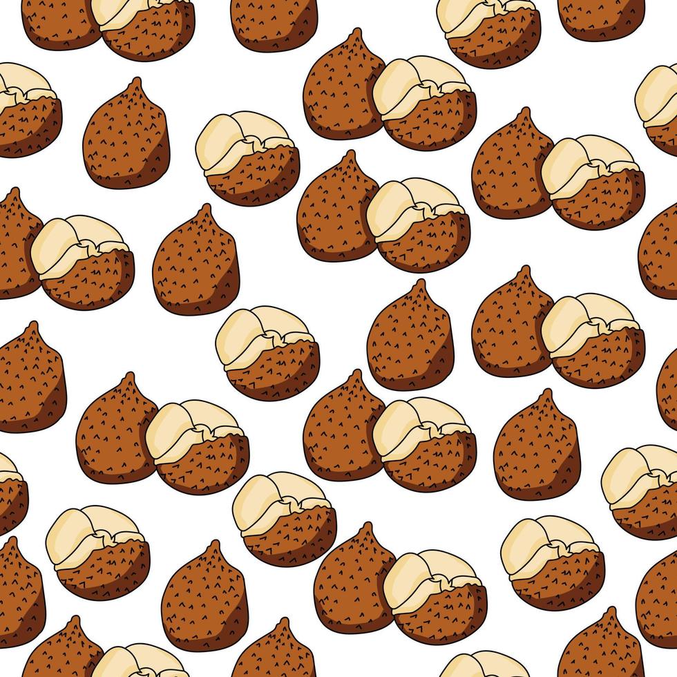 ita palm fruit seamless pattern, juicy fruit whole and half on a white background vector