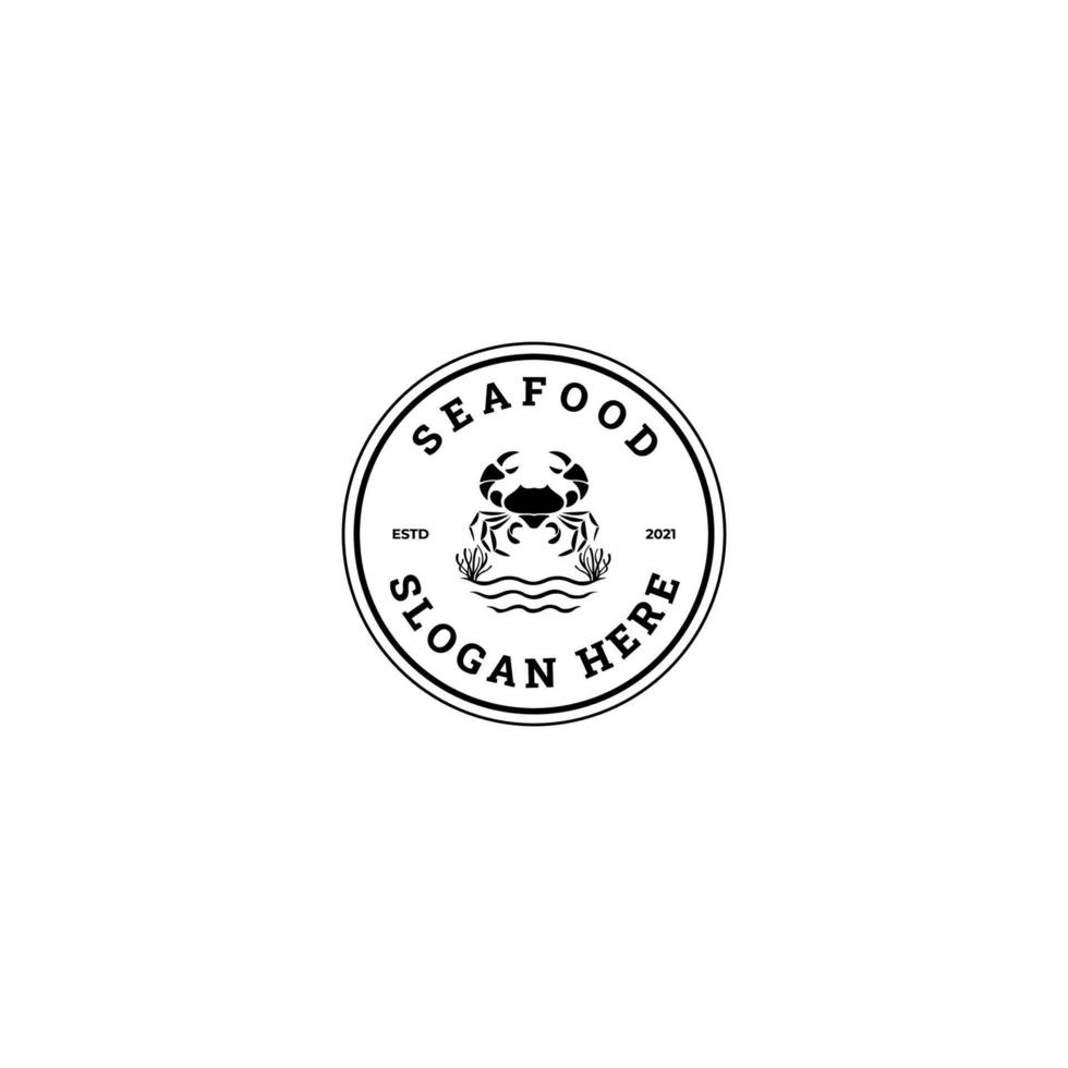 Vector logo for Seafood. Fresh fish, oysters, shrimps and crab bar. Vector illustration