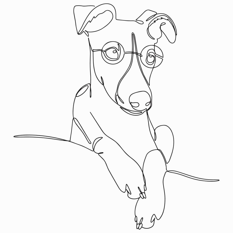Portrait of a dog in one line. Whippet ,greyhound realistic silhouette outline. The small English greyhound breed. Vector illustration