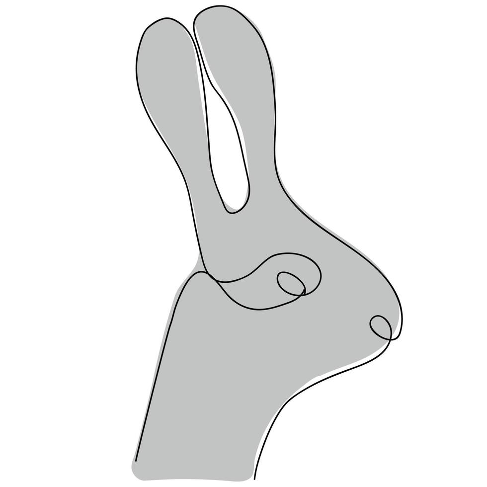 Rabbit drawn in one line. Isolated on white background. Vector illustration. Drawing a continuous line. Hare on a white isolated background. Line style.