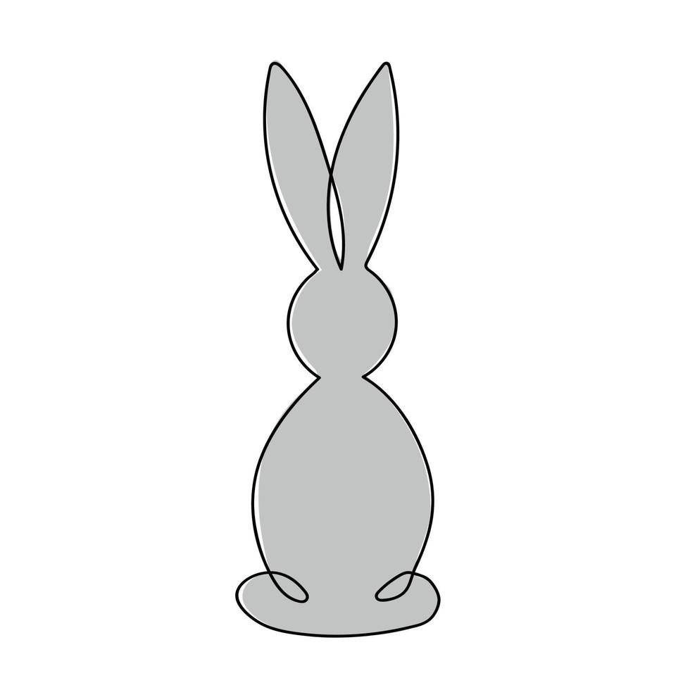 rabbit linear silhouette. Drawing a continuous line. Hare on white isolated background. Linear style. Rabbit one line drawing icon vector