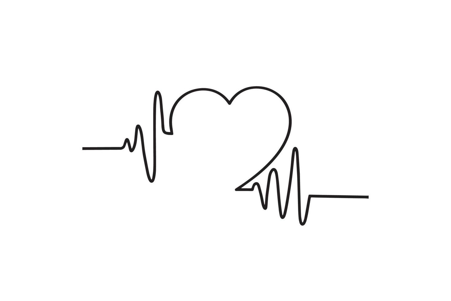 icono de latido del corazón negro aislado sobre fondo blanco. pulso con forma de corazón. ilustración vectorial vector