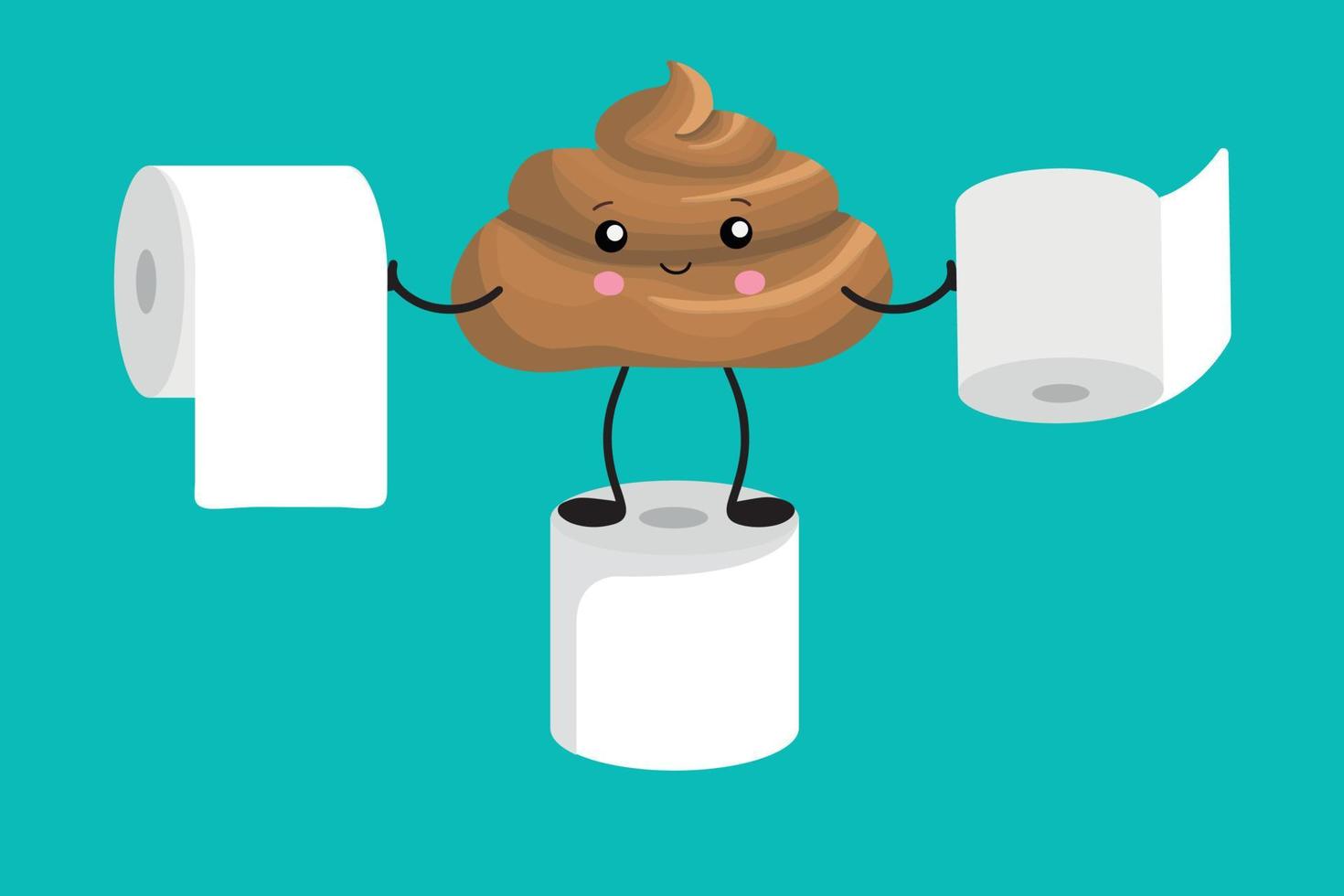 Brown poop illustration. Pile of dog poo in flat cartoon style isolated on white background. Funny excrement art. vector