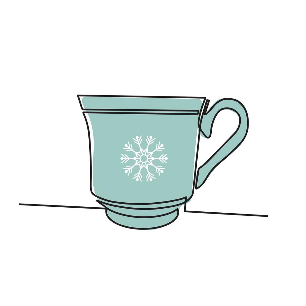 Continuous drawing of the coffee cup line. Vector illustration. White background
