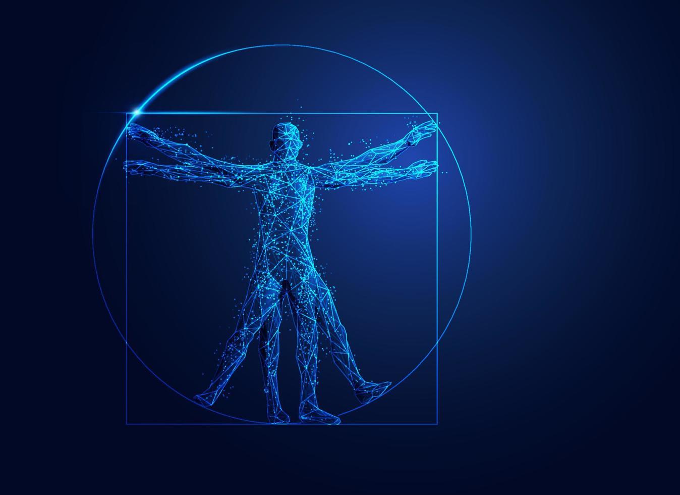 blue polygon Vitruvian vector